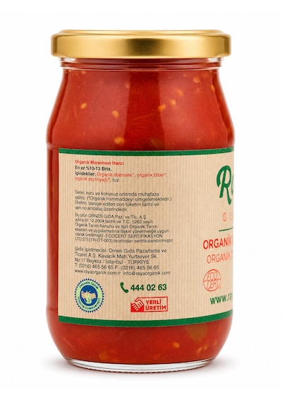 Organik Menemen Harcı 345 Gr Kahvaltılık Menemen Sosu 345 G