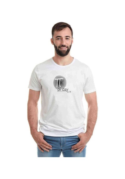 Md 200902 Pi Day Baskılı Beyaz Erkek Tshirt