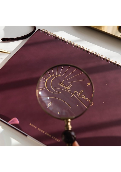 Süresiz Haftalık Spiralli Masaüstü Planlayıcı 24x34 Cm - Desk Planner Bordo Çok Renkli