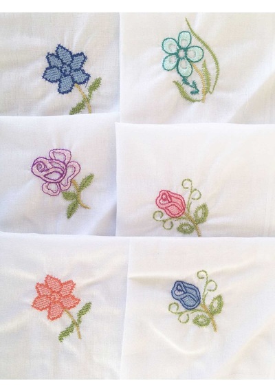 Hediyelik İşlemeli Bayan Mendili 12 Adet 28x28 Cm 100 Pamuk Beyaz