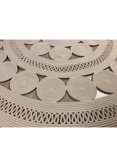 Mavaux Double Daisy Jüt Hasırlı Örgü Kilim Krem