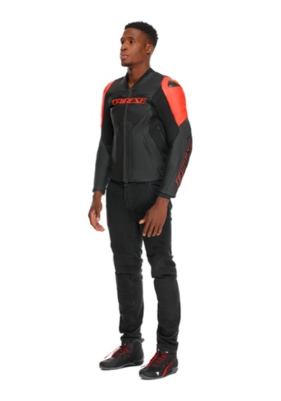 Dainese Daınese Ceket Racıng 5 Leather Blk Blk Red Fluo