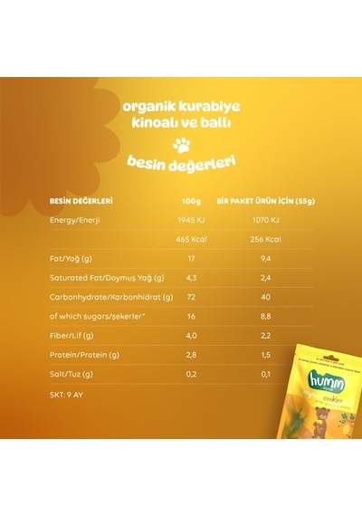 Hummorganic Organik Ballı ve Kinoalı Kurabiye Atıştırmalık Paketi - 6 adet