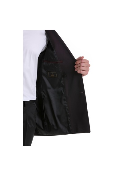 Hatemoğlu Bordo Slim Fit Düz Sivri Yaka Klasik Kruvaze Smokin Damatlık Bordo