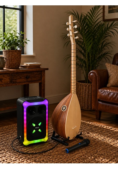 Piarro Ps1900js Maun Ağacı Jak Girişli Kısa Sap Bağlama + Amfi + Mikrafon