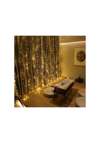 8 Fonksiyonlu 200 Led 10 Saçak Şerit Led 2x2 Perde Ip Led Gün Işığı Çok Renkli