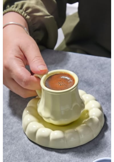 2 Kişilik Kahve Fincanı Takımı Seti - Modern Lüks Hediyelik Tasarım Renkli