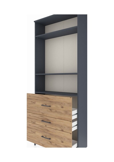 Arges Dolap 3 Raflı 3 Çekmeceli 88x30x221 Antrasit-çam Antrasit