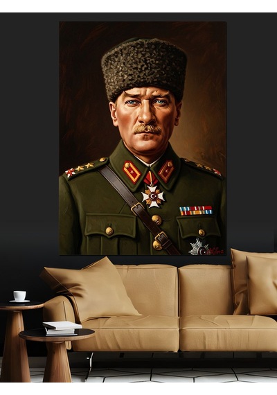 Mareşal Üniformalı Mustafa Kemal Atatürk Dekoratif Kanvas - Mdf Ahşap Tablo