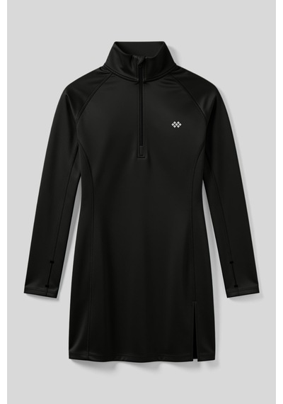 Tommylıfe Siyah Yarım Fermuarlı Dik Yaka Standart Kalıp Kadın Sporcu Tunik - 97309