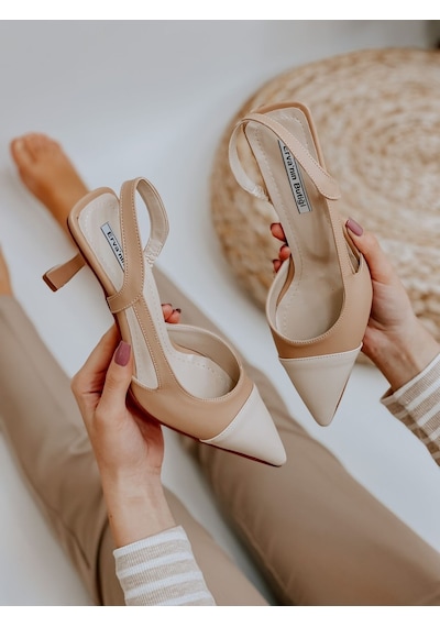 Ervanın Butiği Nude Ten Deri (Jake) Maskelet Detay Kadın Açık Stiletto Ten Rengi