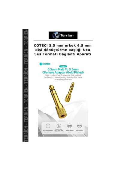 Coteci 3,5 Mm Erkek 6,5 Mm Dişi Dönüştürme Başlığı Ucu Ses Formatı Bağlantı Aparatı