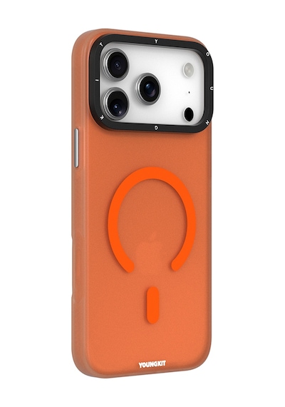 Apple Uyumlu iPhone 17 Pro Max Kılıf M-safe Şarj Özellikli Youngkit Hidden Sand Serisi Kapak Turuncu Turuncu