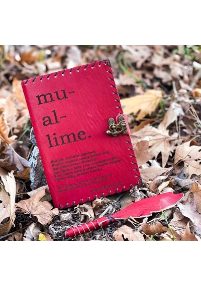 Öğretmene Muallime Deri Defter Kırmızı