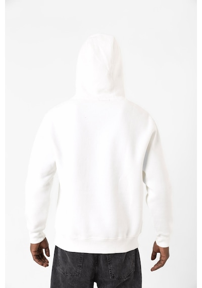 Sarı Kırmızı Parmak İzi Beyaz Erkek 3ip Kapşonlu Sweatshirt Beyaz