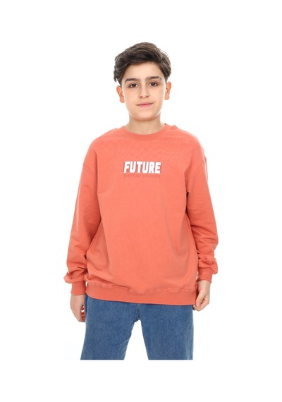 Toontoy Erkek Çocuk Baskılı Sweatshirt Kiremit