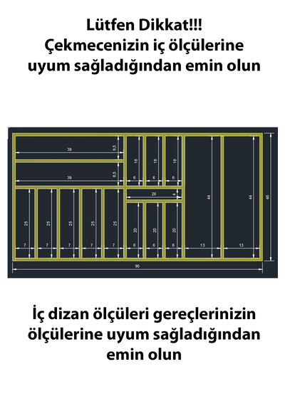 90x46 Cm Ahşap Kaşıklık Çekmece İçi Organizer Doğal Ahşap Mutfak Düzenleyici