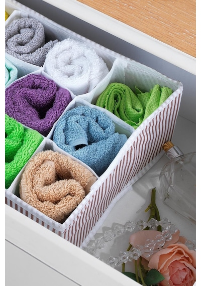 3 Adet Home 12 Bölmeli Çekmece İçi Düzenleyici Organizer Beyaz/kahve