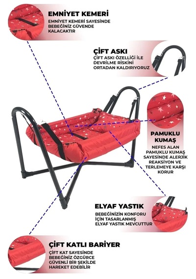 Bebek Hamak Salıncak Beşik Kırmızı