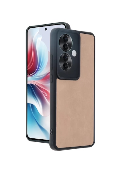 Newface Oppo Reno 11f Kılıf Aras Deri Kapak - Pudra