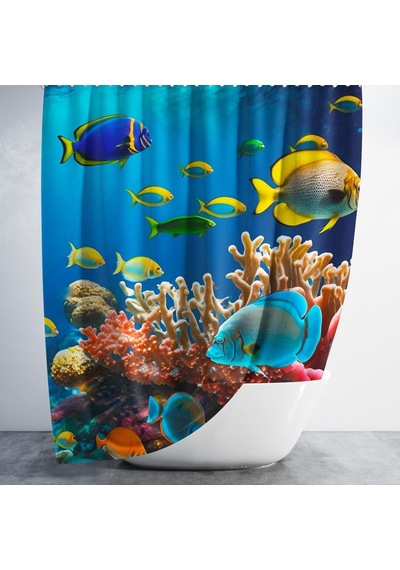 Banyo Perdesi 1x180x200 Tek Kanat Duş Perdesi Halka Hediyeli Duşakabin Perdesi Underwater Çok Renkli Banyo Perdesi 1x180x200 Tek Kanat Duş Perdesi Halka Hediyeli Duşakabin Perdesi Underwater Çok Renkli