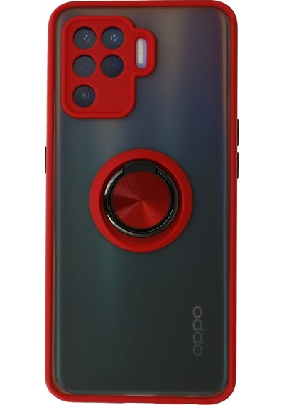 Newface Oppo Reno 5 Lite Kılıf Montreal Yüzüklü Silikon Kapak Semeglbl - 41 - Kırmızı