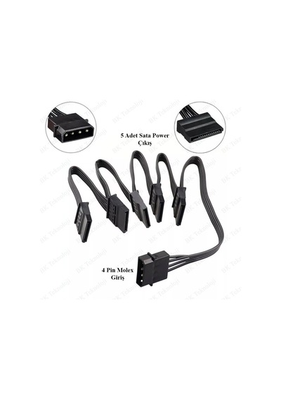 Hdd/Ssd Için 4Pin Ide Molex To 5 X 15Pin Sata Güç Kablosu