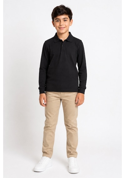 Esila Kids Unisex Çocuk Polo Yaka Tişört Okul Üstü Siyah