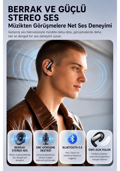 Aı Çeviri Kulaklığı, 164 Dil Anlık Çeviri, Bluetooth 5.4 Açık Kulak Kablosuz Kulaklık, Enc Gürültü Azaltma, 20 Saat+ Pil Ömrü, Android Ve İphone Uyumlu Krem