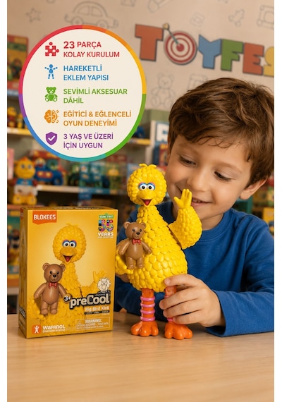 Susam Sokağı Minik Kuş Blokees Sesame Street Blokees Big Bird Figür Model Kit 14 Cm