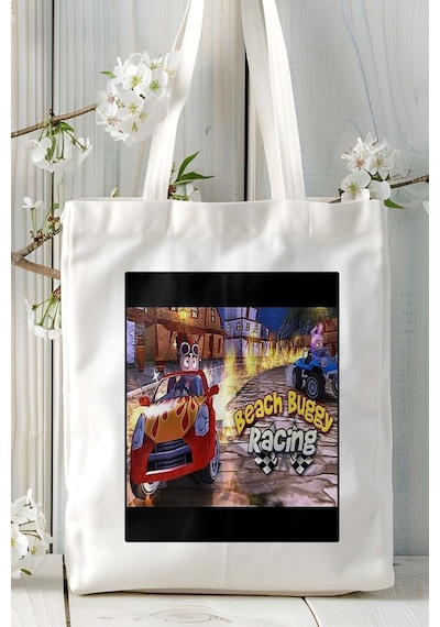 Art Hediye Beach Buggy Racing Oyun Baskılı Bez Çanta Omuz Çantası Kişiye Özel Model 1 Çok Renkli