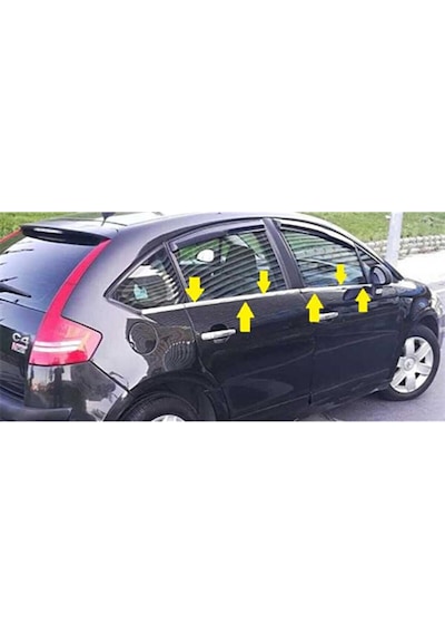 Citroen C4 Krom Cam Çıtası (HB) 8 Parça Paslanmaz Çelik