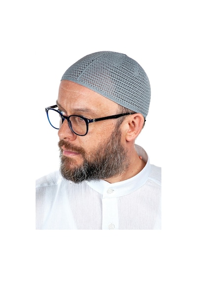 Lüks Çelik Örme Namaz Takkesi Gri 1 Adet