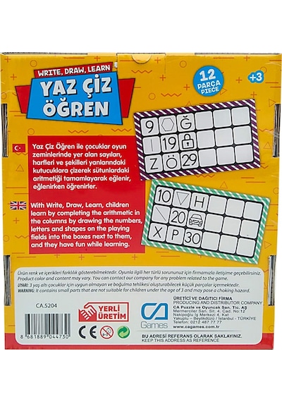 Yaz Çiz Öğren 12 Parça - Mavi Su Dünyası