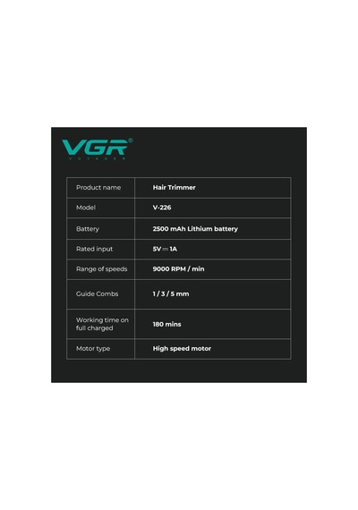 V-226 Tam Metal Gövde Dlc Bıçaklı Saç Sakal Çizim Makinesi Trimmer