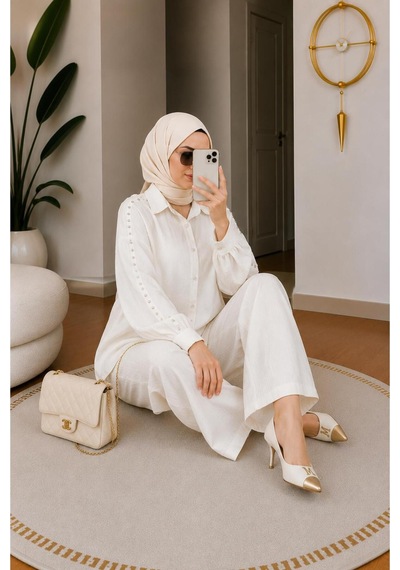 Hira Life Fashion Kadın Kolu Taş Detaylı Bel Bağlamalı Salaş Keten Gömlek Pantolon İki 'li Şık Takım Beyaz Beyaz Hira Life Fashion Kadın Kolu Taş Detaylı Bel Bağlamalı Salaş Keten Gömlek Pantolon İki 'li Şık Takım Beyaz Beyaz