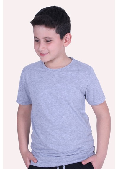 Fyk Kids Düz Model Farklı Renk Seçeneği Ile Unisex Çocuk Tişört Gri