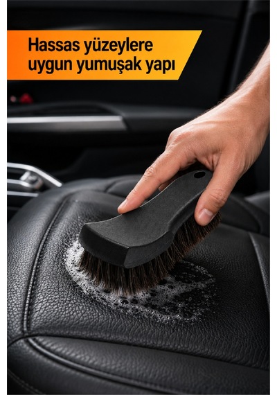 Uzun At Kılı Oto Koltuk Döşeme Halı Kumaş Ve Deri Temizleme Fırçası