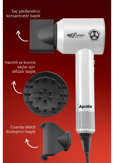 Aprilla Ahd-2160 Düzleştirici Ve Şekillendirici Başlıklı Hızlı Saç Kurutma Makinesi
