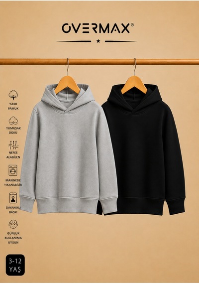 Overmax Çocuk 2 Li Sweatshirt Takımı 3-12 Yaş Siyah-gri - 917353073 Siyah-gri