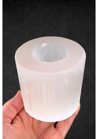 Beyaz Selenit Mumluk 8 Cm Tealight Mumluk