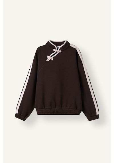 Defacto Fashıon Fıt Dik Yaka Şerit Detaylı Sweatshirt Kız Çocuk I8269a826aubn267 Kahve-bn267