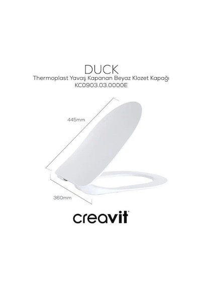 Creavit Free Rim-off Kanalsız Asma Klozet 1.kalite Fe322.02 + Duck Tp Yavaş Kapanan Kapak 2'li Set Beyaz