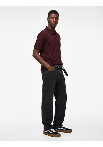 Koton Pamuklu Kısa Kollu Pike Kumaş Düğmeli Polo Yaka Slim Fit Tişört Bordo 6sam10293mk