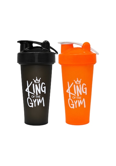 King Of The Gym Shaker 650 Ml Ölçekli Ve Sızdırmaz Kapaklı Protein Shaker 2'li Set Siyah+turuncu Siyah-turuncu