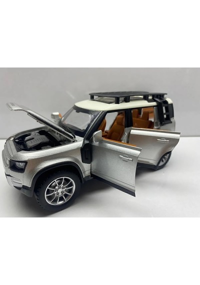 Land Rover Defender Metal Araba 23 Cm Sesli Işıklı Kapılar Bagaj Kaput Açılır Oyuncak Demir Araç