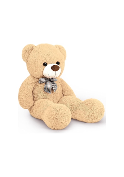90 Cm Rengarenk Papyonlu Peluş Ayıcık - % 100 Yerli Bej