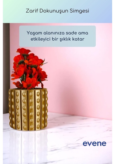 Vazo Küçük Vazo Masa Üstü Vazo Ev Dekorasyon Vazo Altın Renk Model 91 Altın Altın