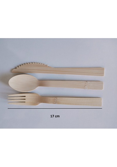 Kullan At Ahşap Bambu Tahta Kaşık Çatal Bıçak Set 24 Lü 17cm 8 Çatal 8 Kaşık 8 Bıçak Bej