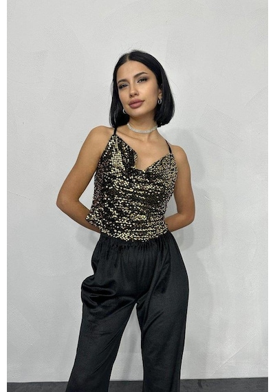 Mareandpanda Gold Askılı Degaje Bluz